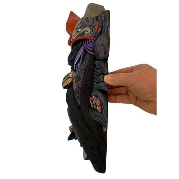 Handcrafted Chinese Guan Gong Yu Warrior Mask Wall Art Decor 16"x9" I10724 - Picture 5 of 9